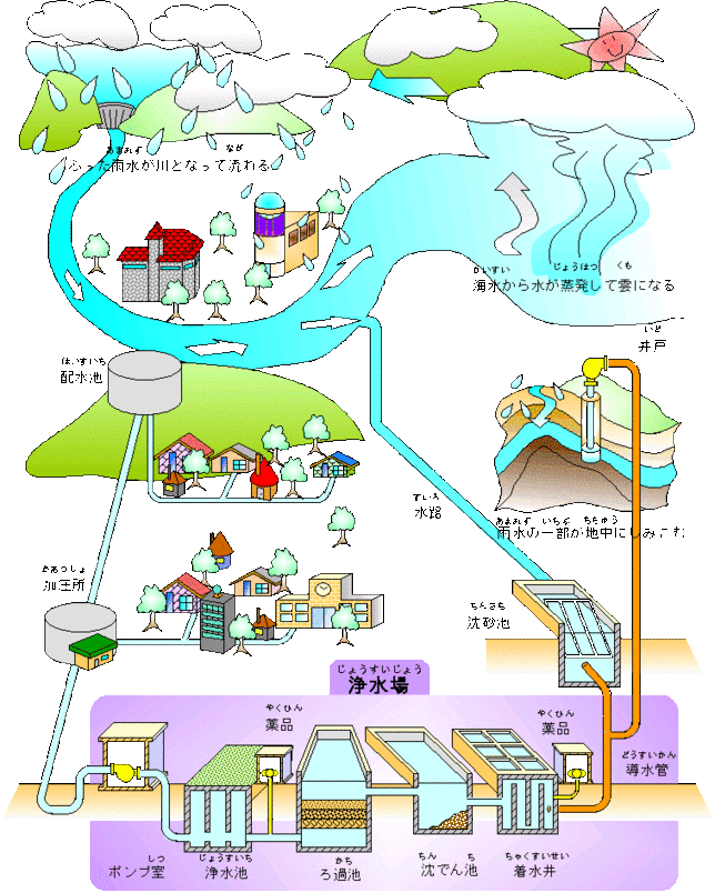 水道の水ができるまでのイラスト