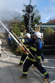 清荒神清澄寺での消防訓練