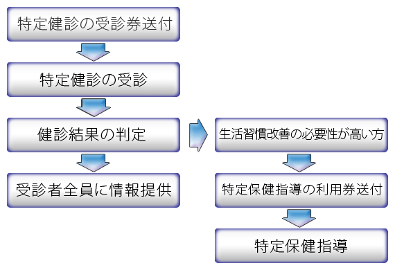 特定健康診査から特定保健指導の流れを示す図