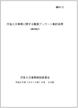 庁舎火災事案に関する職員アンケート集計結果（最終集計）　表紙の写真