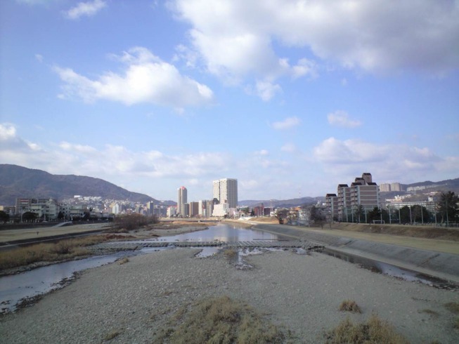 武庫川と空の写真
