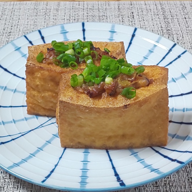 厚揚げの肉味噌詰め