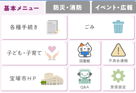 市内用の基本メニュー