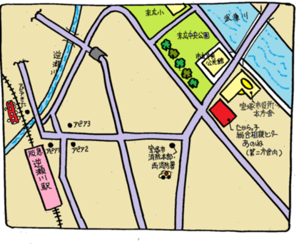 宝塚市役所までの地図