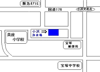 小浜浄水場の地図