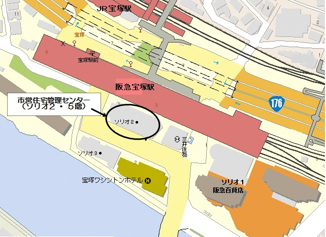 宝塚駅周辺の地図