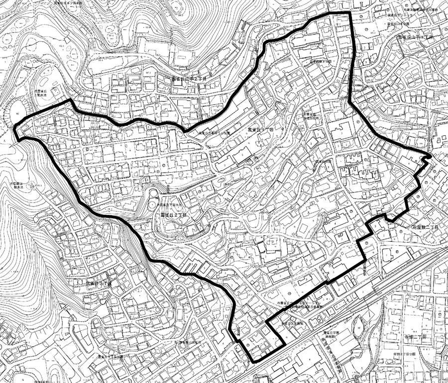 雲雀丘地区まちづくりルール適用区域図