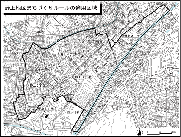 野上地区まちづくりルール適用区域図