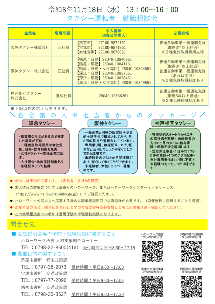 タクシー運転者就職相談会チラシ裏面
