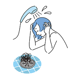 髪の毛などを排水口から流さないでください。