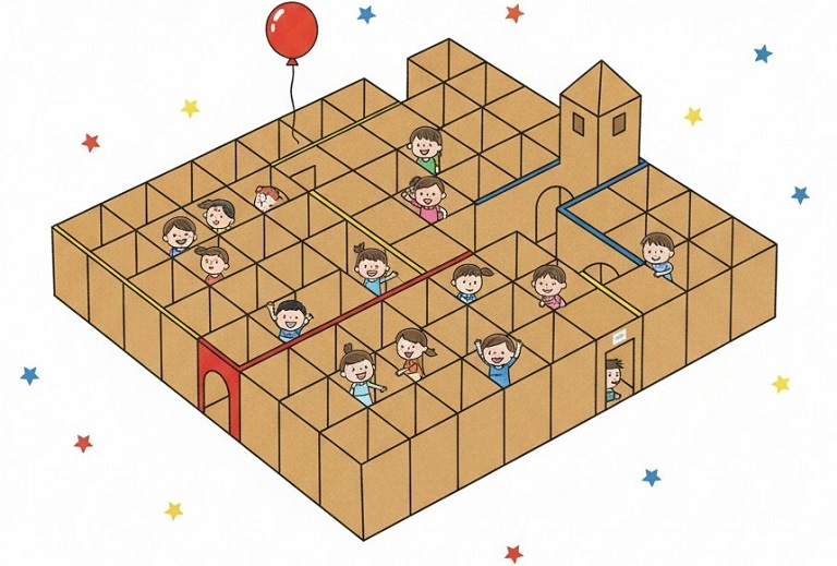 令和8年3月7日、8日に開催する段ボール迷路イベントのイメージ画像