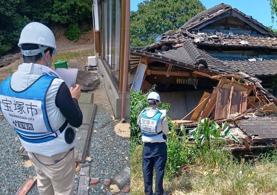 被災地での家屋被害認定調査の様子1