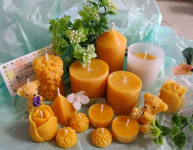 宝塚はちみつのミツロウとミツロウキャンドルの写真