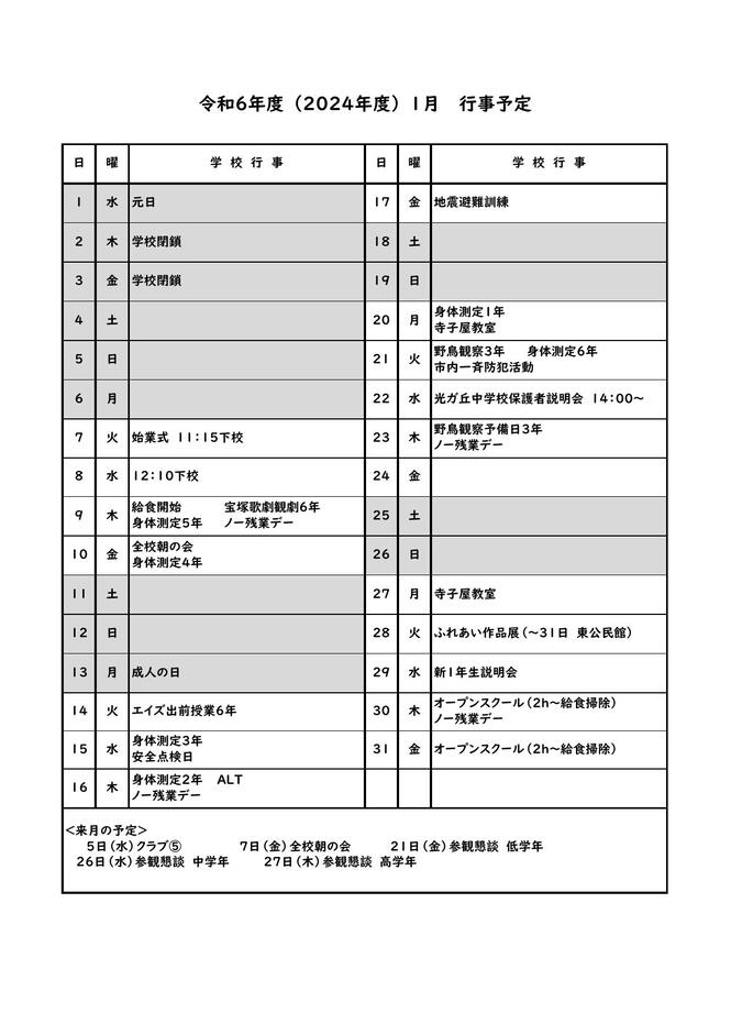 1月中行事
