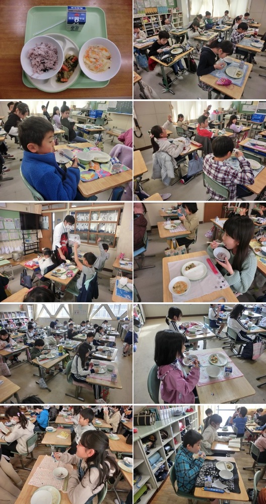 郷土料理を喫食している様子