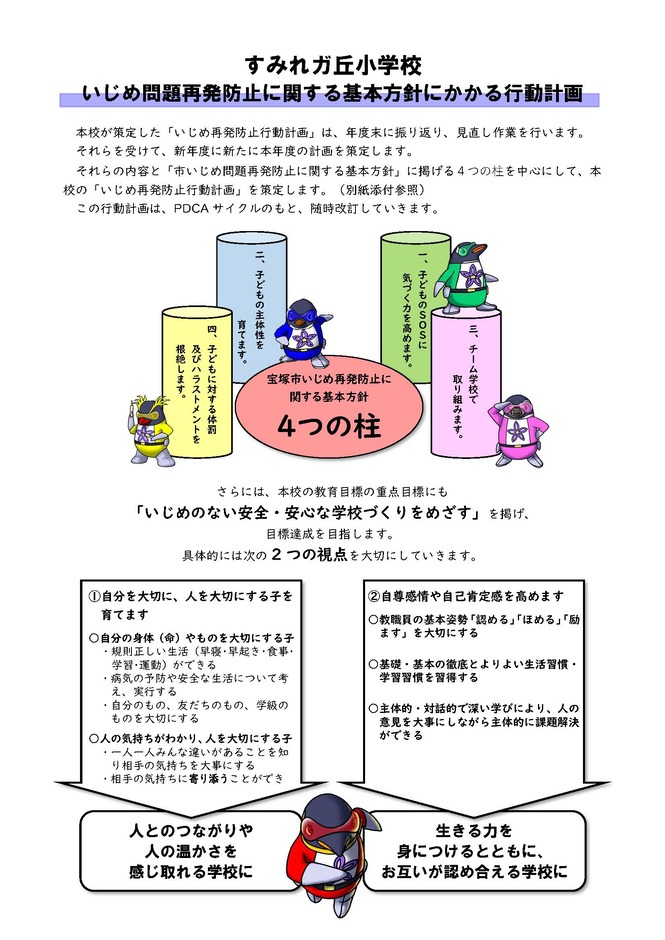 令和5年度(2023年度)、すみれガ丘小学校のいじめ再発防止行動計画です。