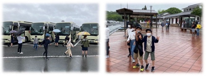 修学旅行　龍野サービスエリアでの様子