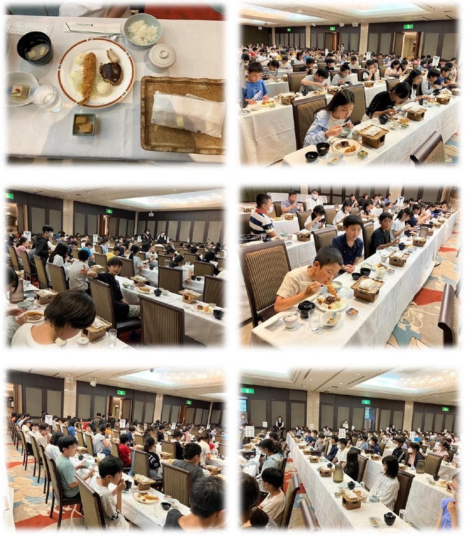 修学旅行　安芸グランドホテルでの夕食の様子