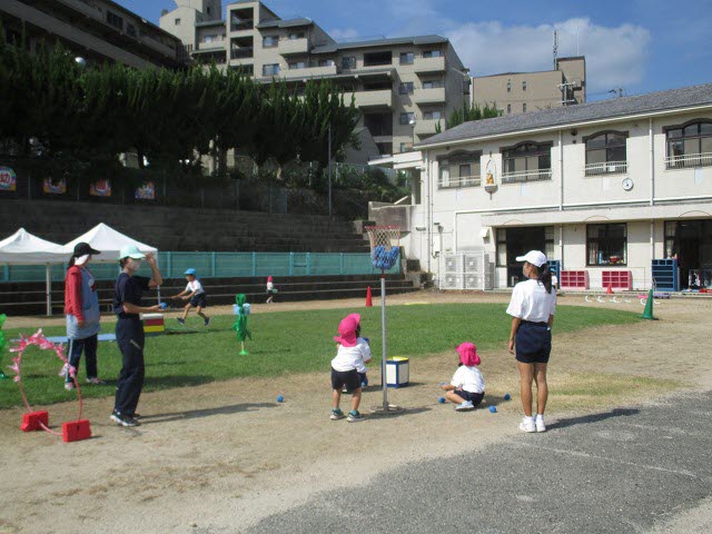 運動会の玉入れの練習を、中学生とできました。