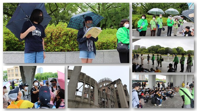 平和記念公園での碑めぐりの様子