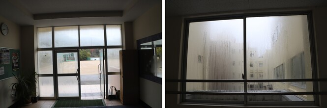 湿気で曇った窓