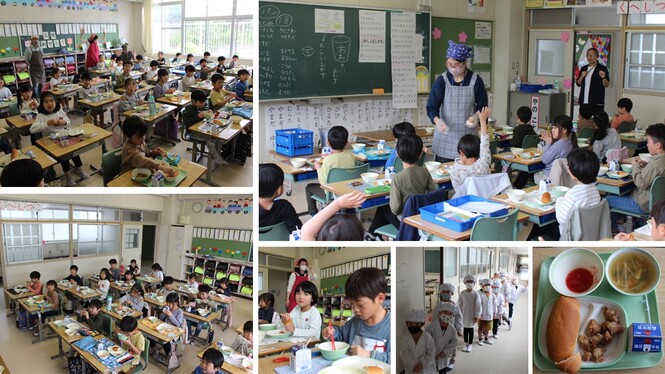 1年生、初めての給食の様子