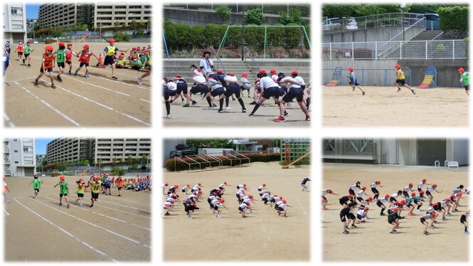 運動場での練習