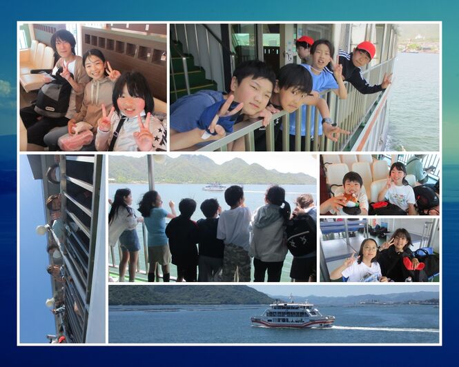 宮島を後にするフェリーの中にて