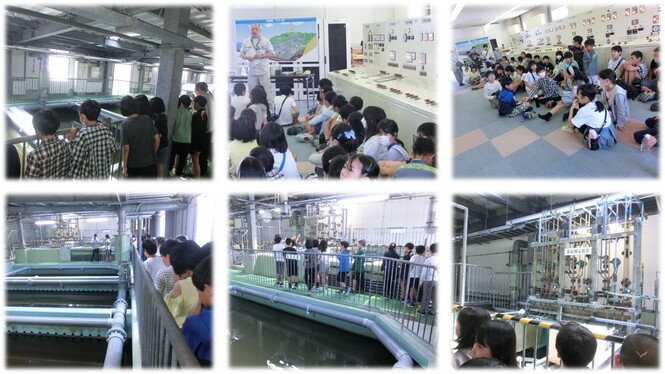小浜浄水場へ社会見学している様子