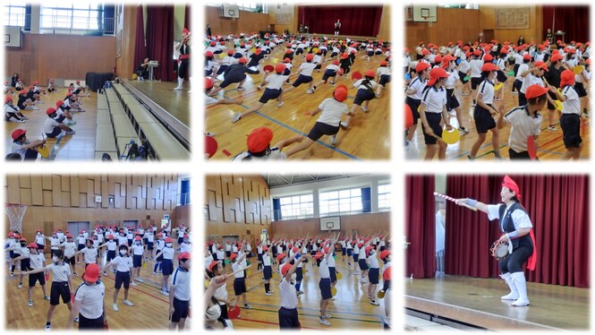 エイサーの達人による指導の様子