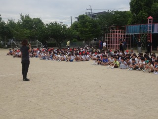 避難訓練　末広小学校