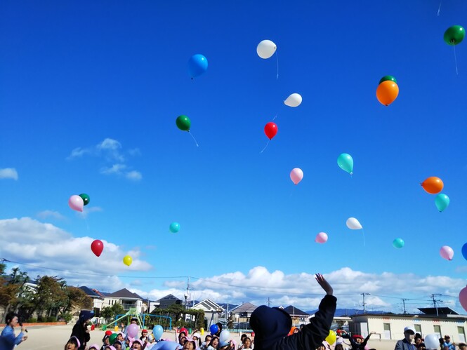 プレ1年生　野上あゆみ保育園のお友だちが西山小学校に来てくれたよ