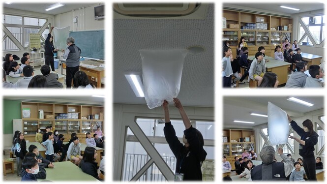 熱気球を飛ばしている様子