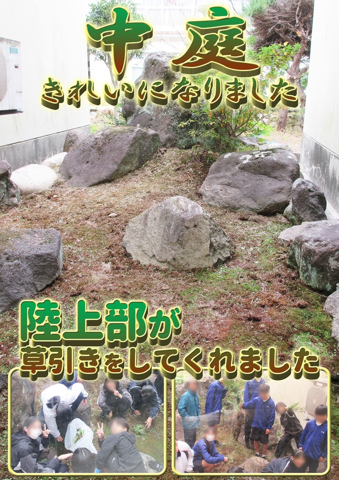 中庭陸上部草引き