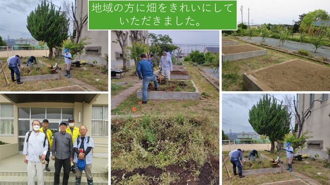 畑を耕しているところ