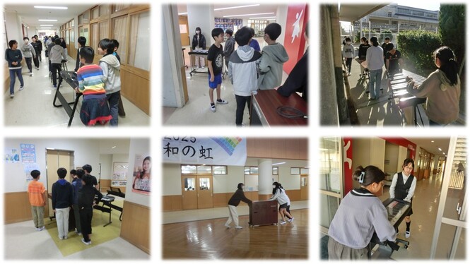 音楽会の片づけをしている様子