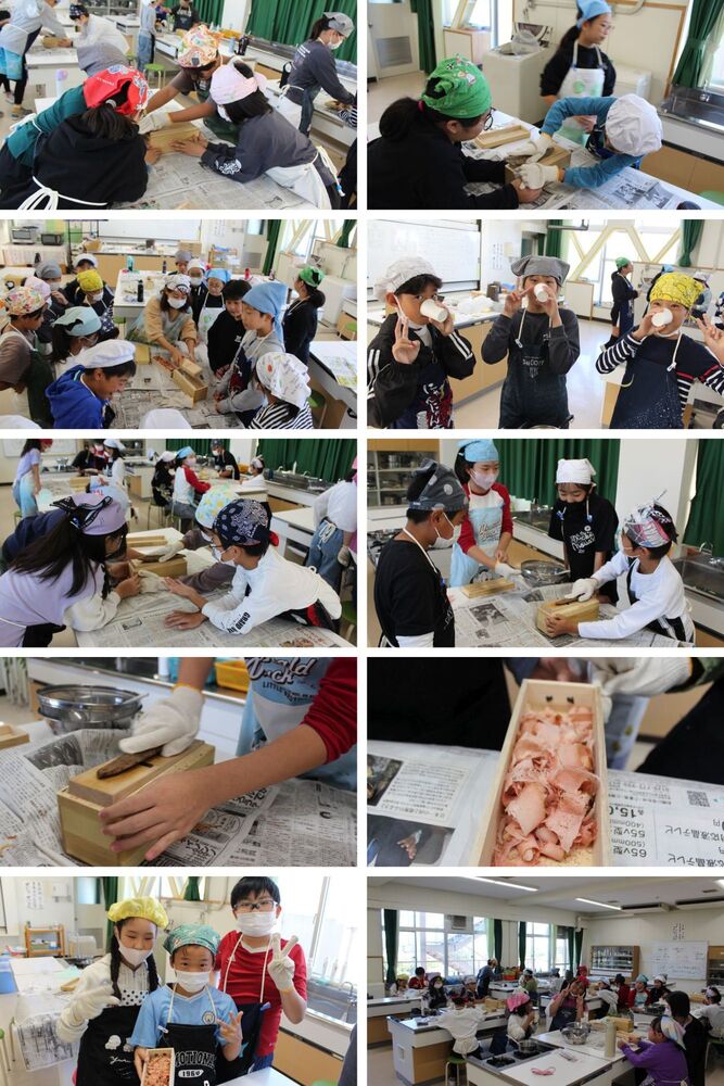 かつお節削り体験授業の様子