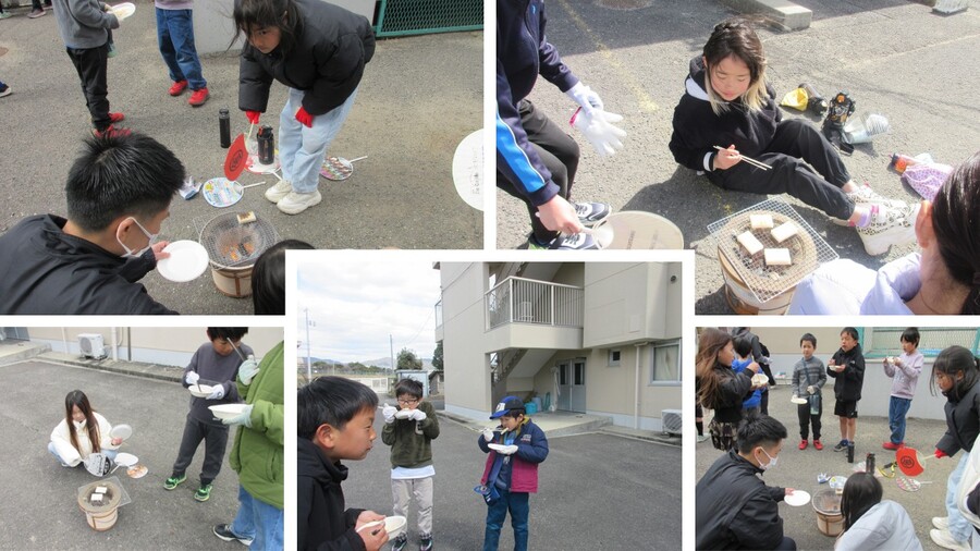 七輪を使っているところ