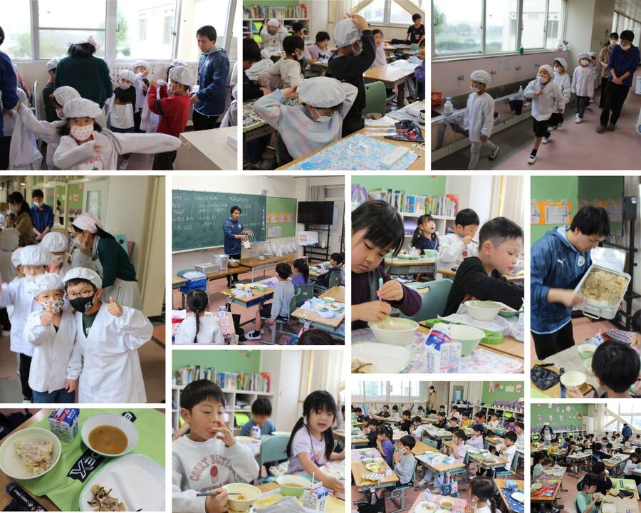 1年生、初めての給食の様子