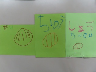 子どもたちが描いた玉ねぎの写真