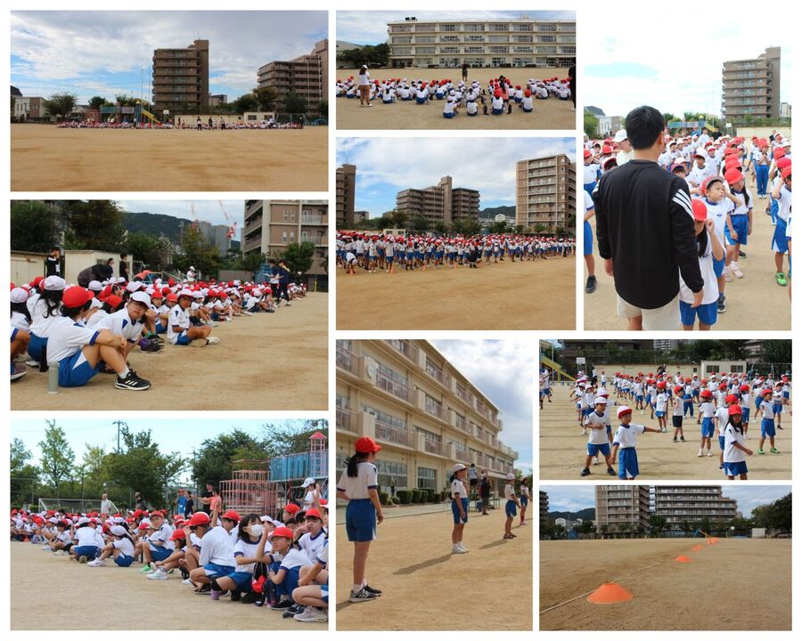 運動会の全校練習の様子